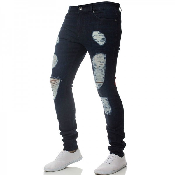 S-3XL Men Multiple Ripped Design Skinny Jeans