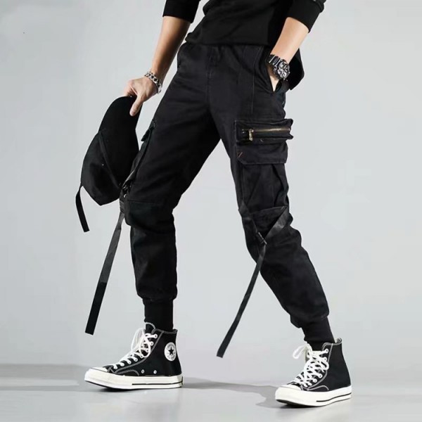 Men Casual Mid Waist Zipper Multi-pocket Design Jo...