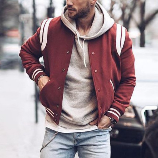 Men'S Casual Short Stripe Single-Breasted Button Jacket