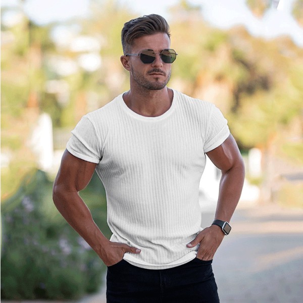 Summer Crewneck Sports Breathable Men Short-Sleeved T-Shirt